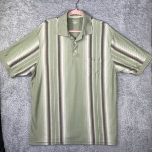 St John's Bay Men's XLT Long Stripe Green Super Soft Classic Fit Soft Polo